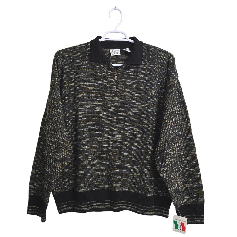 Maglificio Florence Vintage Wool Blend Oversized Quarter Zip Sweater NWT Sz M